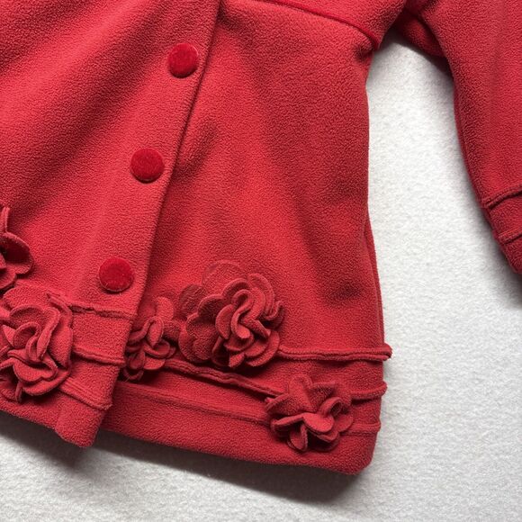 American Widgeon Girls Fleece Red Jacket Coat Holiday Christmas Size 3 - Picture 3 of 4